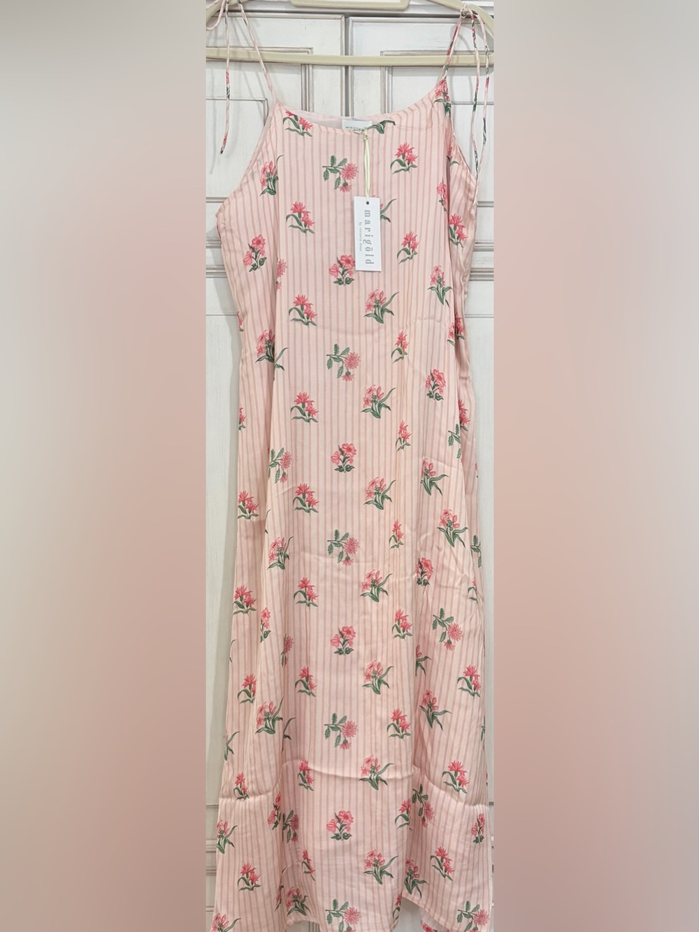 NWT SZ XL Marigold by Victoria Dunn Women’s Pink Floral Strappy Maxi Dress